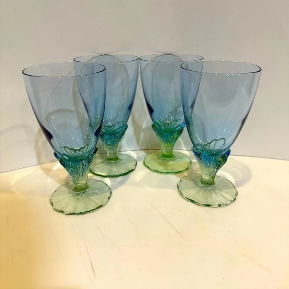 VTG BORMIOLI ROCCO BAHIA FOOTED GOBLET ITALY SET OF 4 5 5/8” JUICE WATER WINE DC - Picture 10 of 10